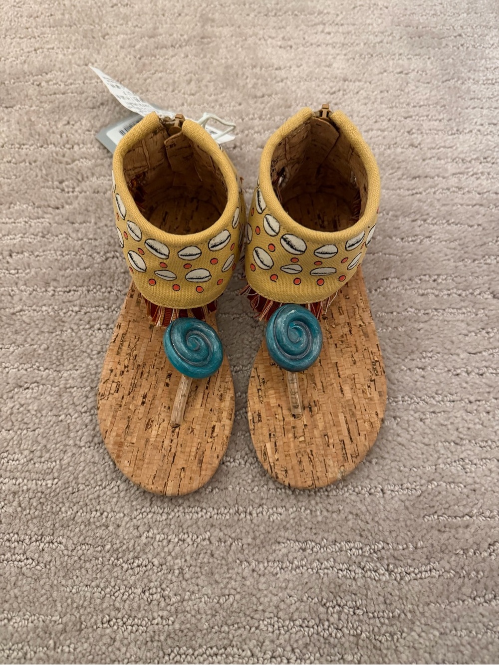 NWT Disney Moana Ankle-Cuff Cork Sandals with Teal Swirl Accent sz 9/10 toddler